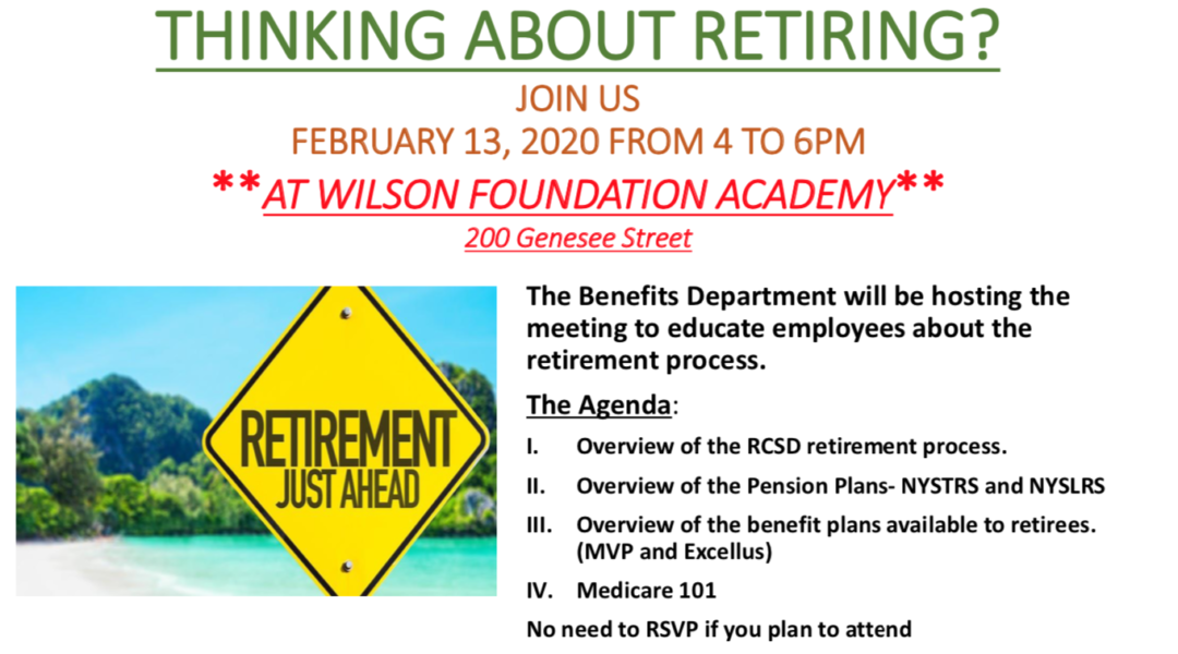 RCSD Meeting For Those Thinking About Retiring | rochesterteachers.org