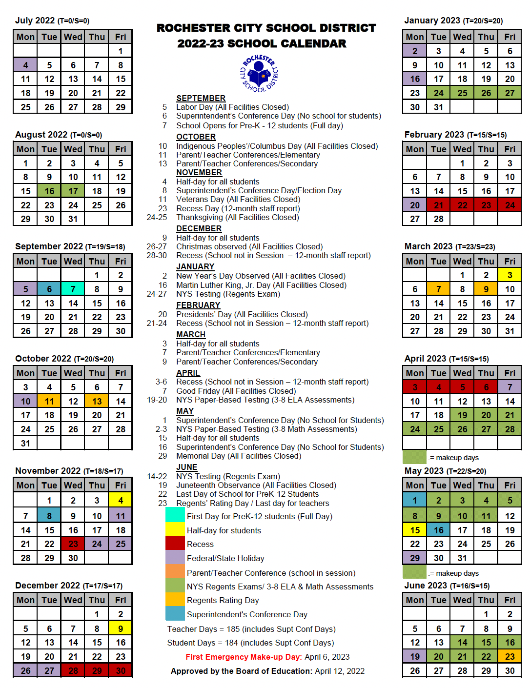 Dates | rochesterteachers.org